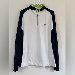 FootJoy Men's Large Golf Performance 1/4 Zip Pullover Stretch Wicking Navy Green